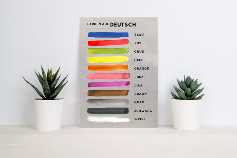 GERMAN Colors Vocabulary Poster Language Learning Home Classroom ...