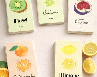 Italian Fruits Flashcards | Bilingual Learning, Montessori Poster (Digital Download)