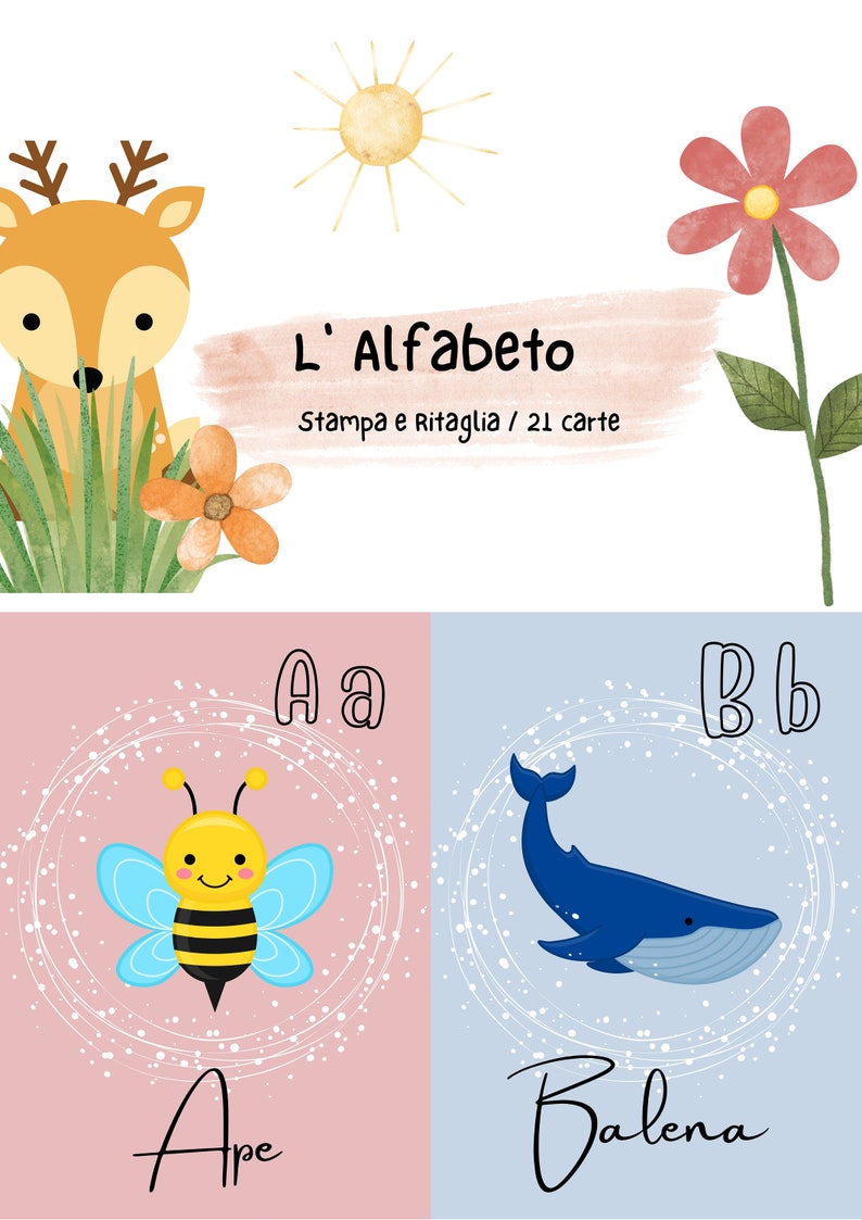 ITALIAN Alphabet ABC Animal Flashcards Montessori Flash Etsy