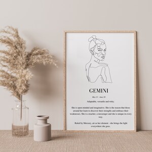 Gemini Print, Astrology Download, Astrology Print, Digital Print, Star Sign Print, Wall Art, Gemini Download, Digital Download, Zodiac Print