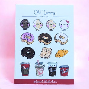 Feuille d'autocollants kawaii TIM HORTONS / Sticker journal café et beignes / Jolie feuille d'autocollants de scrapbooking Tim Hortons