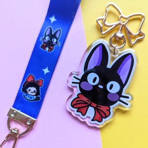 JIJI the cat KEYCHAIN wrist LANYARD Kawaii Kiki's delivery service, Studio Ghibli acrylic lanyard keychain