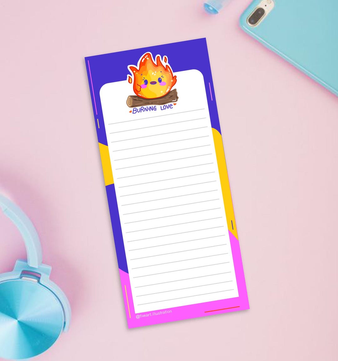 Funny Fire Stationery Notepad: Kawaii to Do List, Magnetic Pad - Etsy