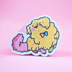 Sticky Dog Puppycat Sticker: Holographic Cartoon Decal