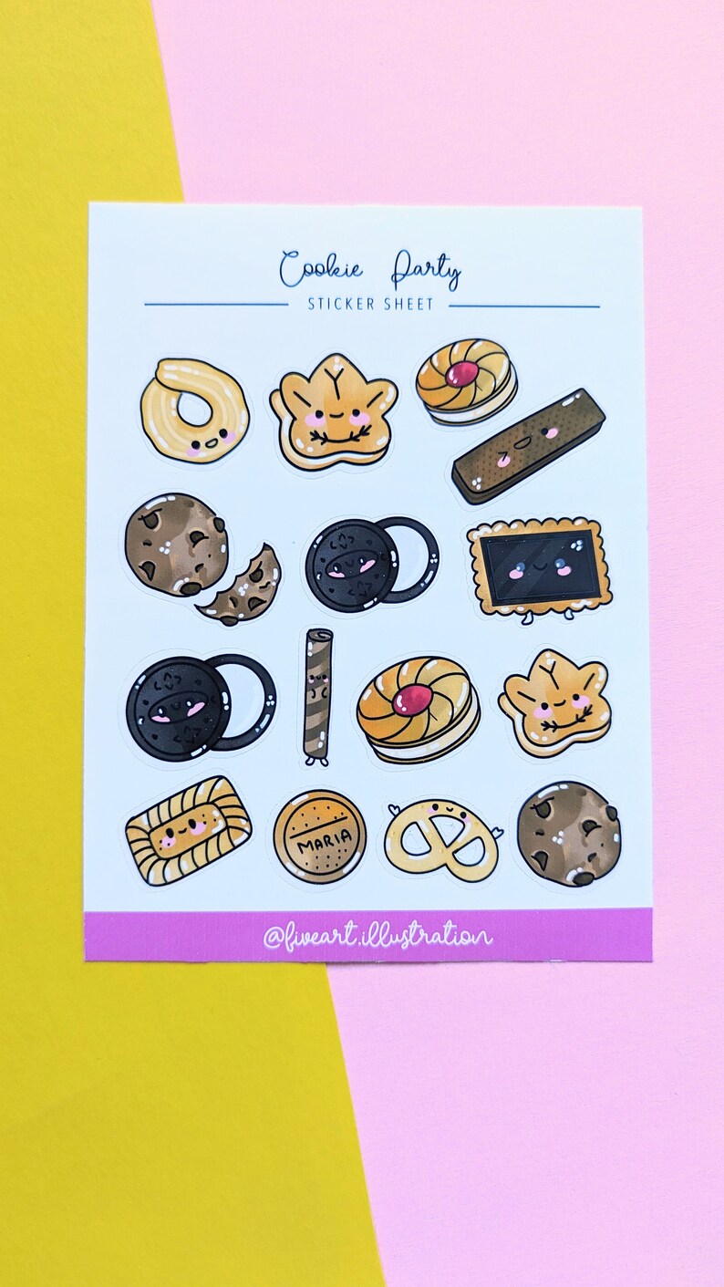 Kawaii Cookie Vinyl Sticker Sheet - Cute Journal Stickers - Etsy