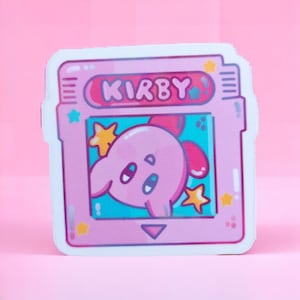 KIRBY GAMEBOY cart STICKER / Kirby tilt n' tumble, cute cart sticker