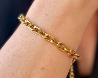 18K Gold Plated Chain Bracelet: Waterproof Stainless Steel Jewelry