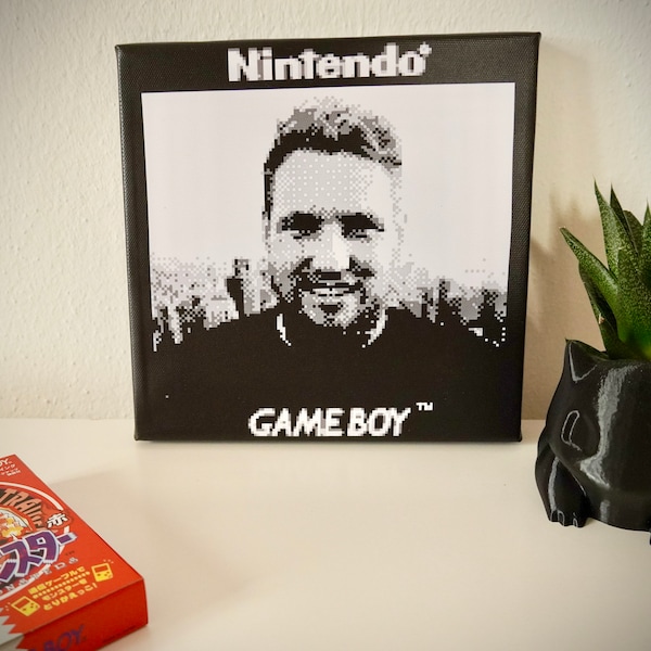 Your Picture in the Pixel Art style of Nintendo Gameboy Camera and printed onto a Canvas - Custom Made Retro 8Bit 90s Mosaic Style