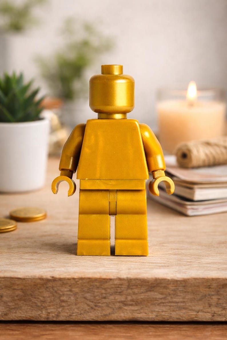 Monochrome LEGO® Minifigure Pearl Gold – Rare Gold Minifig – Original LEGO Parts – Collectible Toy – No Baseplate image 3