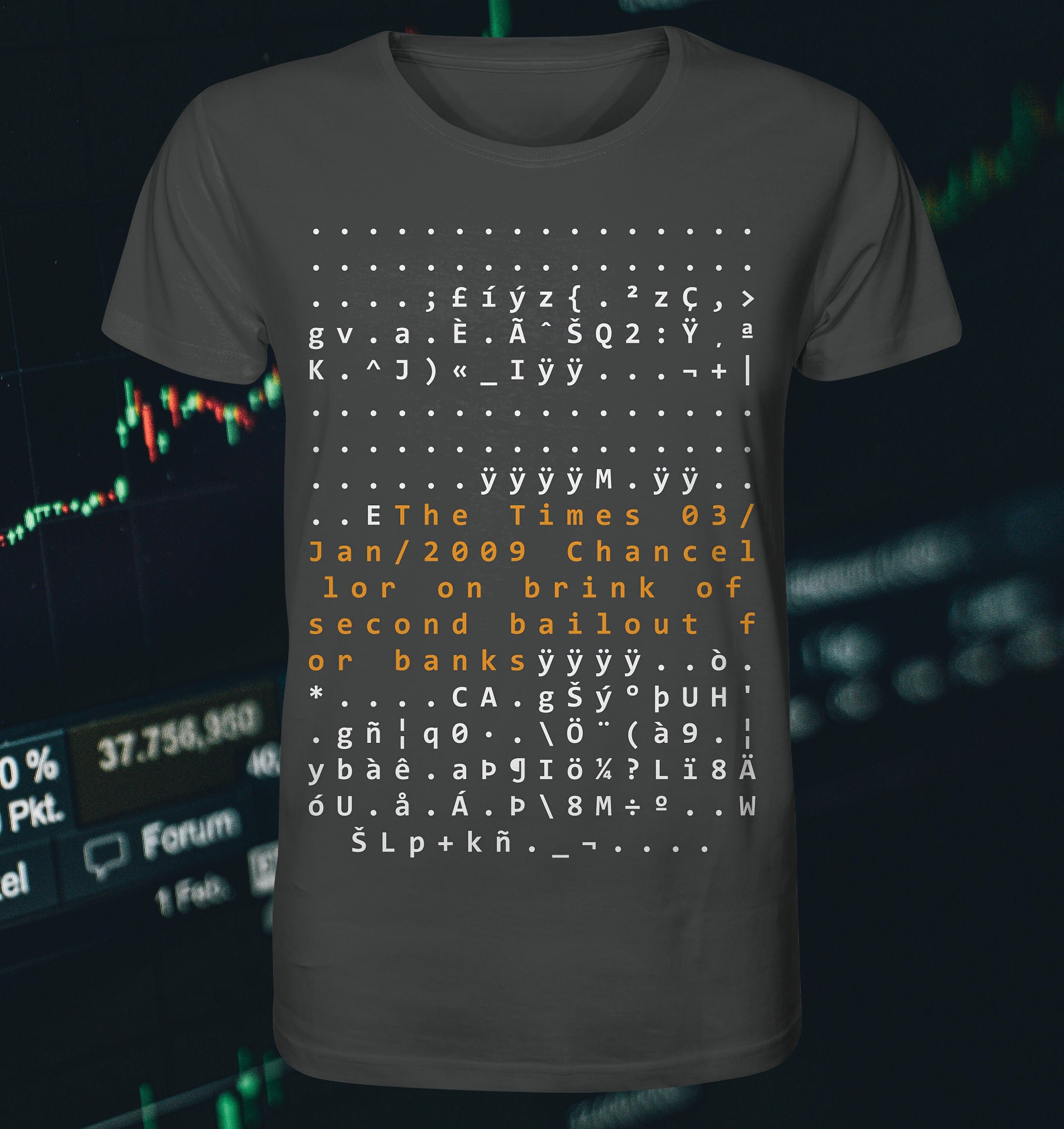 First Bitcoin Block - the Times 2009 Chancellor on Brink of Second Bailout  for Banks - Organic Shirt - Etsy