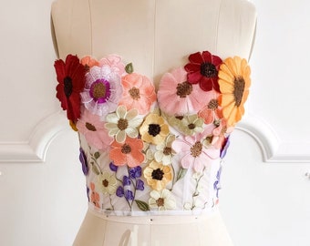 Floral Corset Top Bustier Lace Top