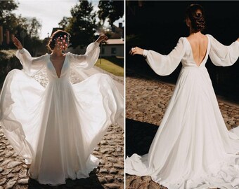 long flowy wedding dresses