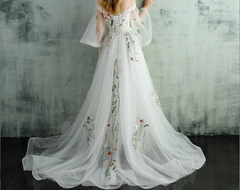 S-5XL Romantic A-line Floral Lace Wedding Dress Plus Size Wedding Dress ...