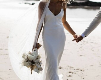 silk form fitting wedding dresses
