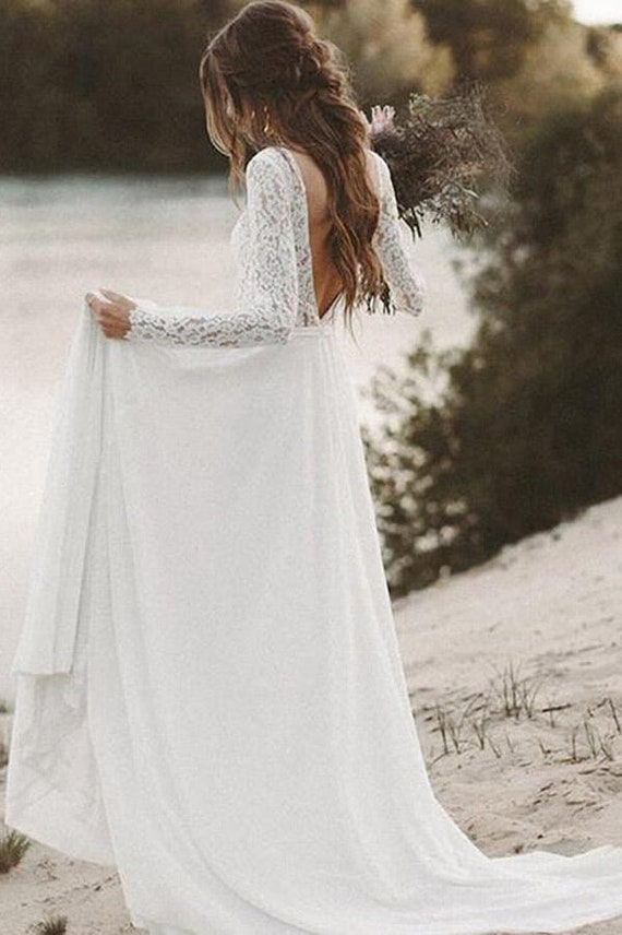 flowy sleeve wedding dress