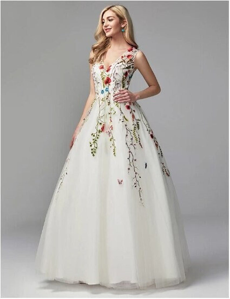 Floral Wedding Dress Etsy