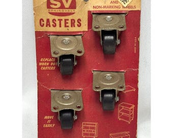 Vintage Set of 4 SV Springvale Casters Ball Bearing Swivel & Non-Marking Wheels