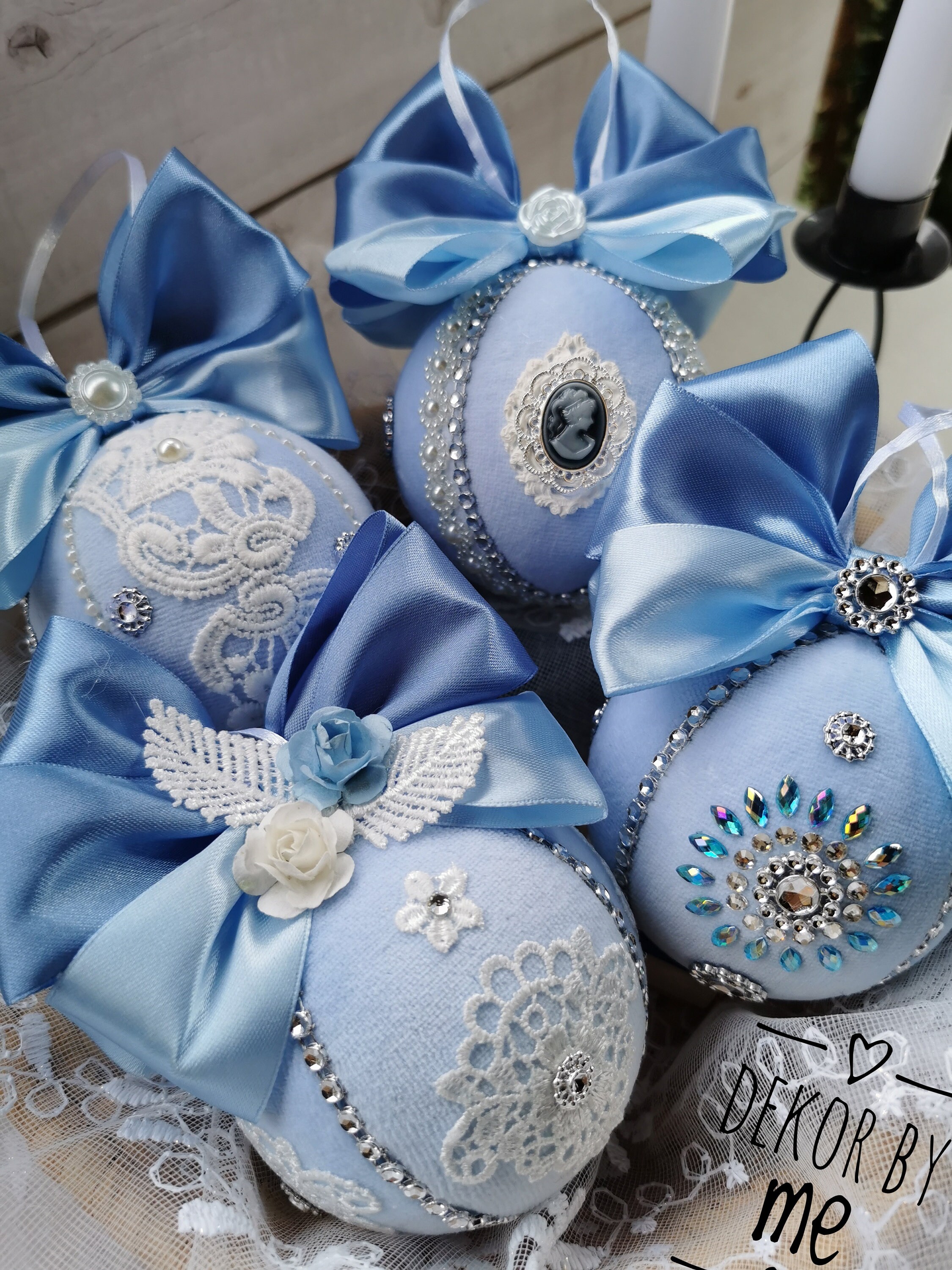 Christmas Tree Decor in Vintage Style. /xmas Decor in Blue Color/ Sky ...