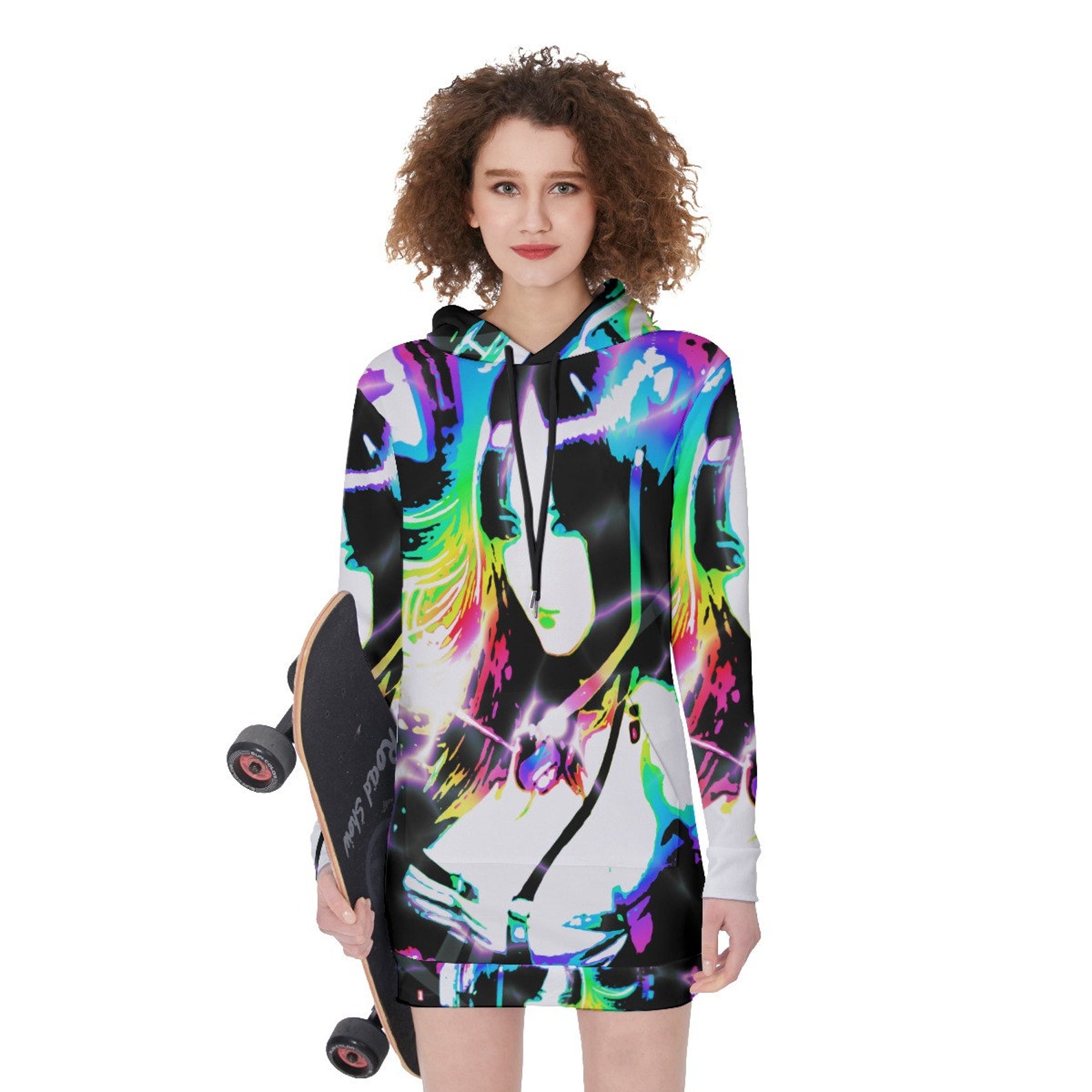 Review for Anime print hooded mid-length sweater dress YV43611 main image 1