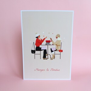 Affiche A5 / A4 / A3 Illustration Manger la Fondue image 4