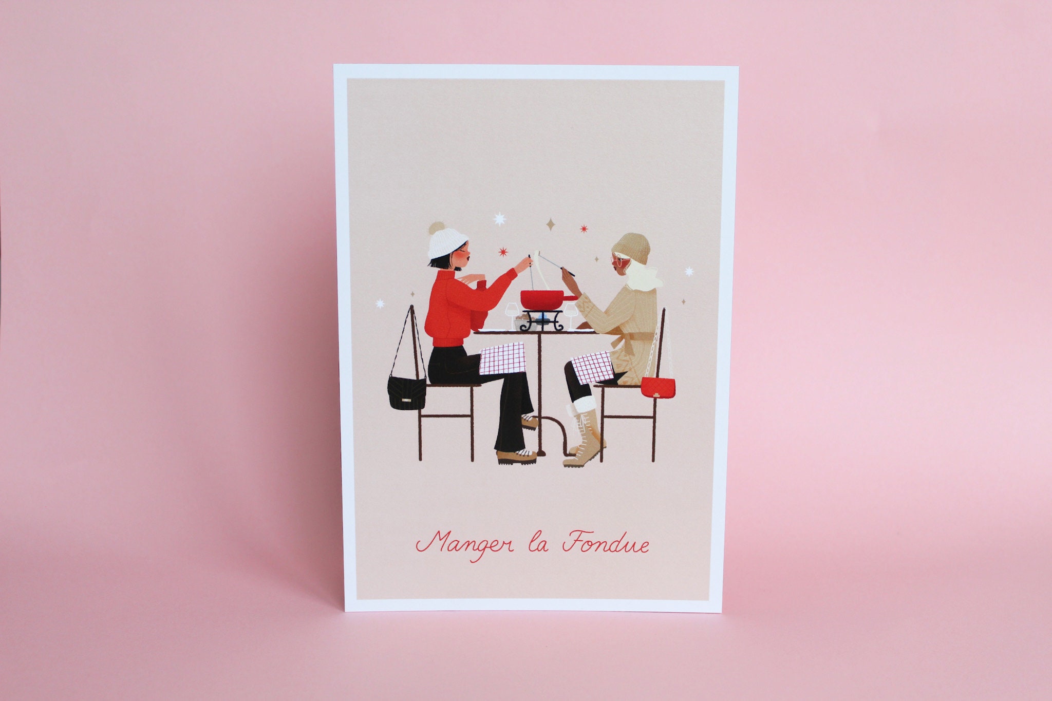 Carte A6 - Affiche A5/A4 A3 Illustration Manger La Fondue