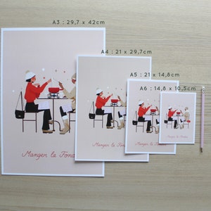 Affiche A5 / A4 / A3 Illustration Manger la Fondue image 3