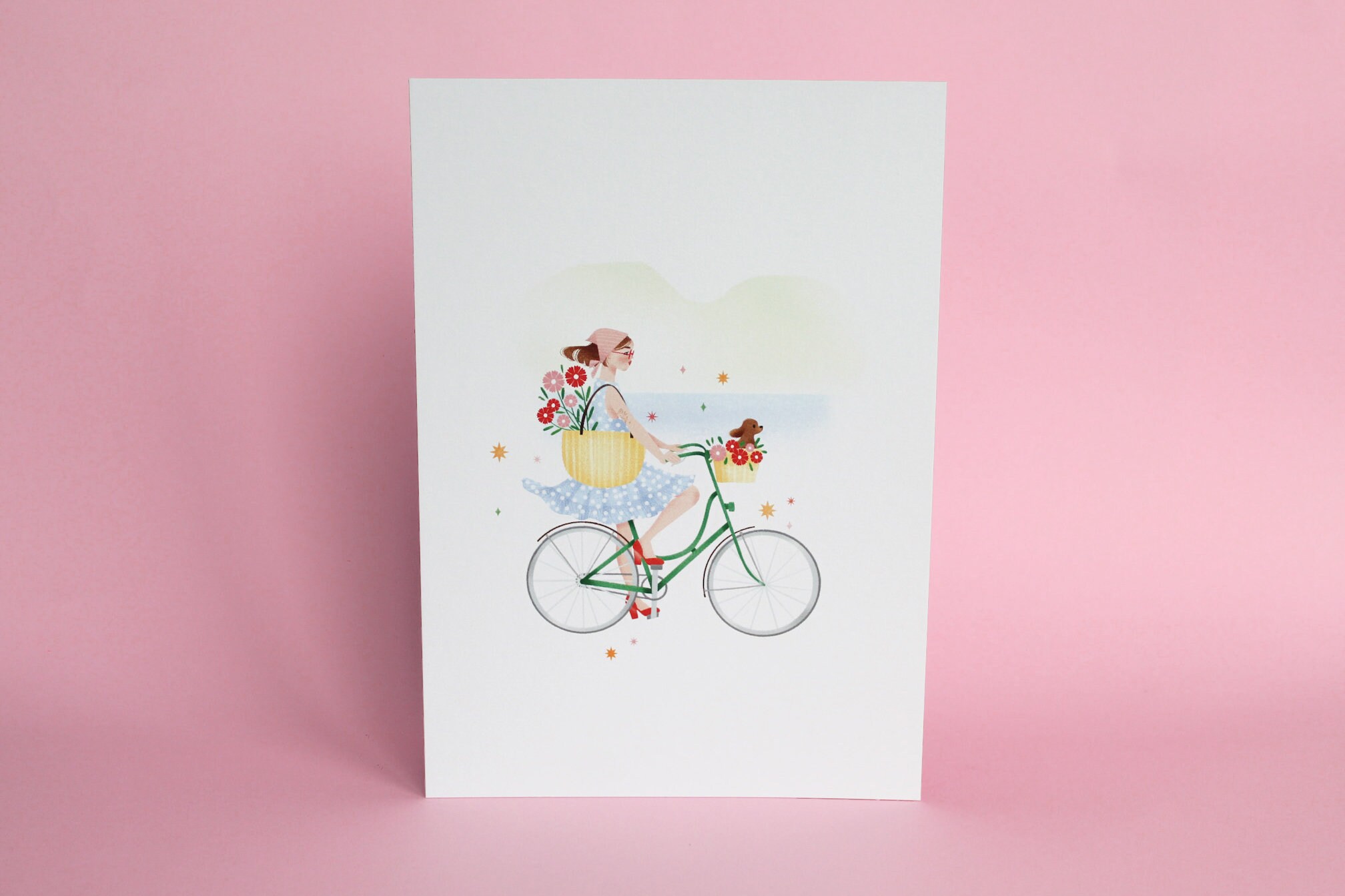 Carte A6 - Affiche A5/A4 A3 Illustration Faire Du Vélo