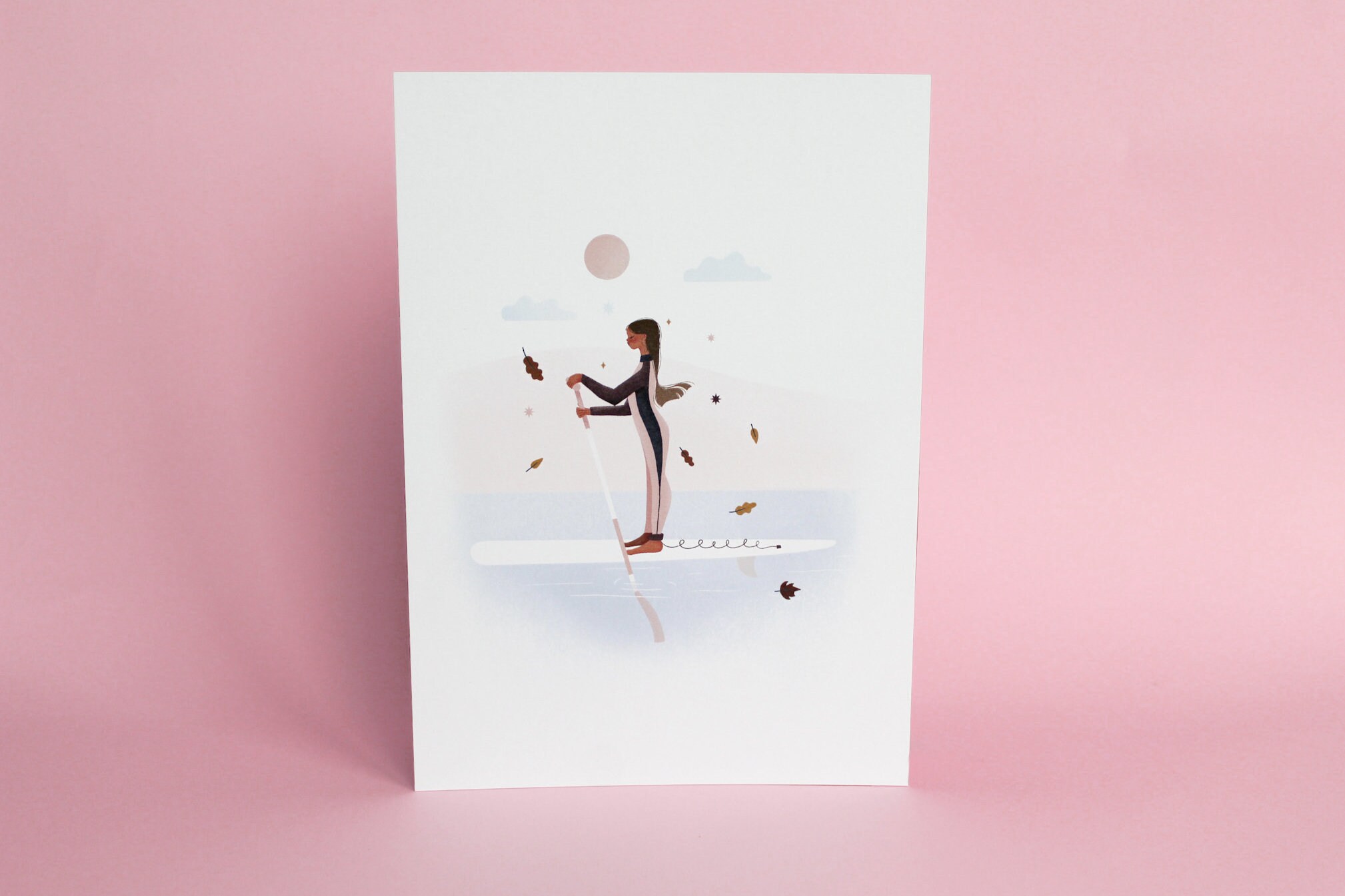 Carte A6/Affiche A5 - Illustration Faire Du Paddle