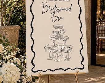 Letrero imprimible para la época de las damas de honor / Póster para revelar la comitiva nupcial / Letrero de bienvenida para la propuesta de damas de honor