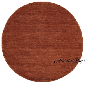 Round Rust Wool Rug | Handmade Handloom Carpet | Burnt Orange Area Rug ...