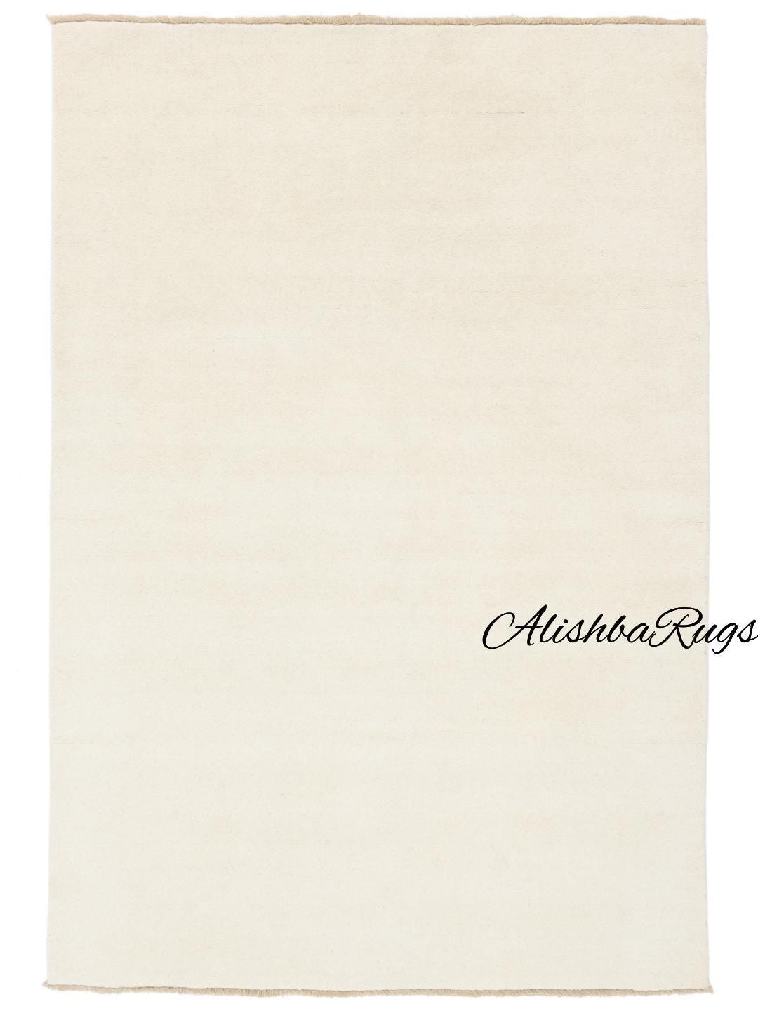 Light Neutral Rug Solid Ivory Wool Rug – Handloom Minimalist Neutral Carpet – Soft Cream ...
