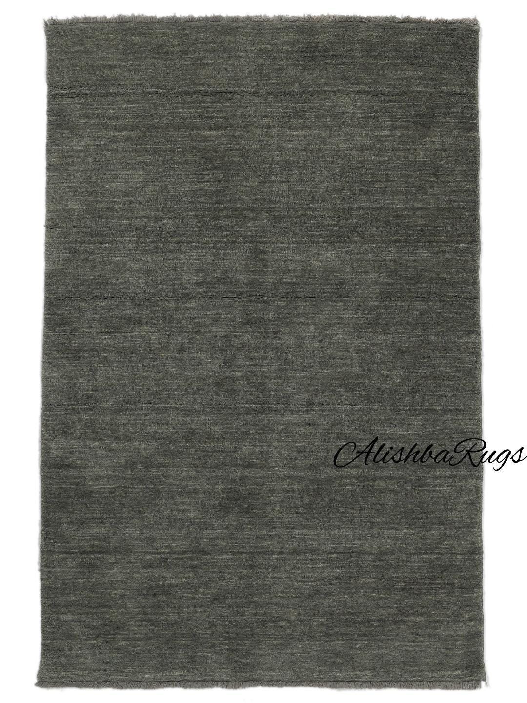Dark Grey Wool Area Rug | Handwoven Custom Carpet | Modern Minimalist ...