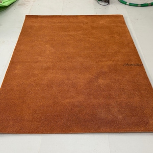 Burnt Orange Wool Rug | Hand-Tufted Solid Carpet | Warm Minimalist Area Rug | Cozy Modern Decor for Living Room & Bedroom