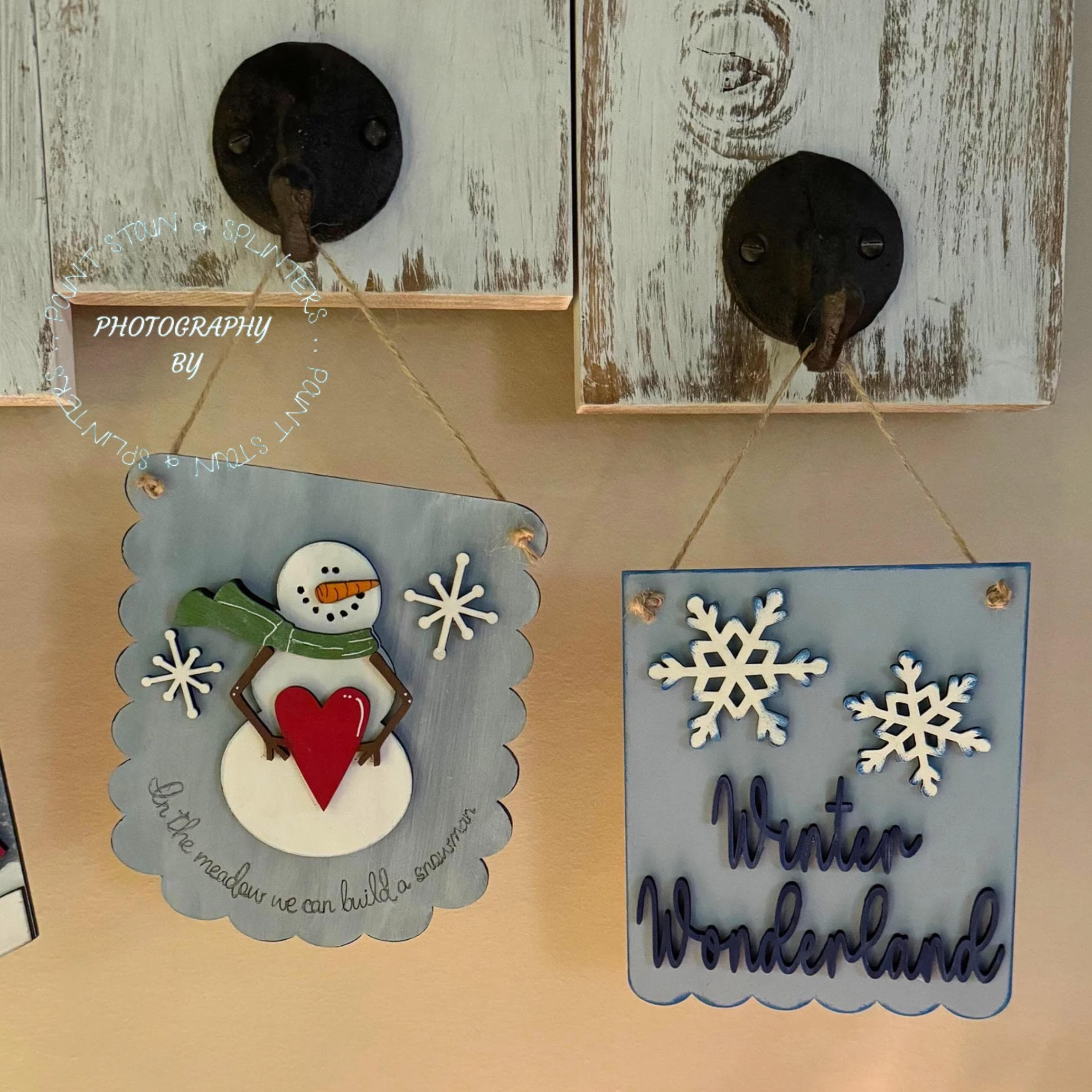 Winte Sign Hand Painted 3D Winter Mini Banner Signs, Winter Decor, Holiday Decor ...