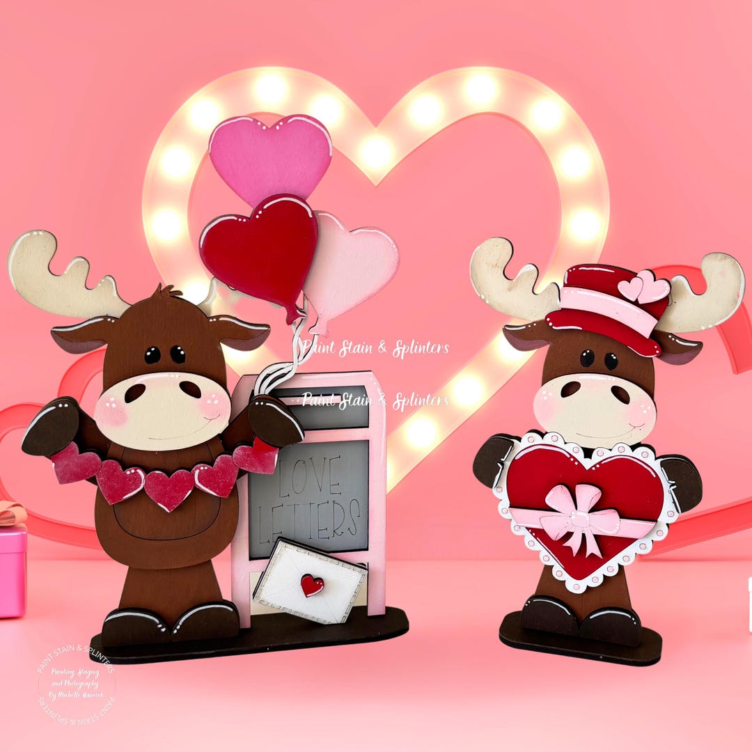 Valentine Moose Shelf Sitter, Valentine’s Day Decor, Valentine’s Day ...