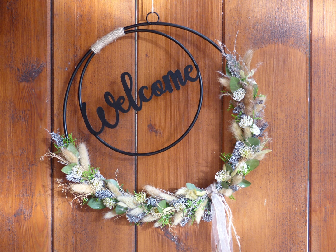 Door Wreath With welcome Sign Loop - Etsy