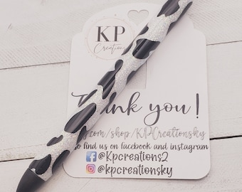 Cow Print Glittered Pen