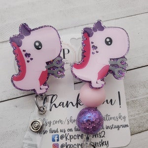 Dinosaur badge reel/Nurse badge reel/Glittered badge reel/Pediatric Badge reel/ Teacher badge reel/Cute Trex badge reel