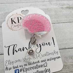 Hersenen zijaanzicht badgehaspel/roze en grijze hersenen badgehouder/neuroloog badgehaspel/neuroverpleegkundige badgehaspel/leuke glinsterende hersenen