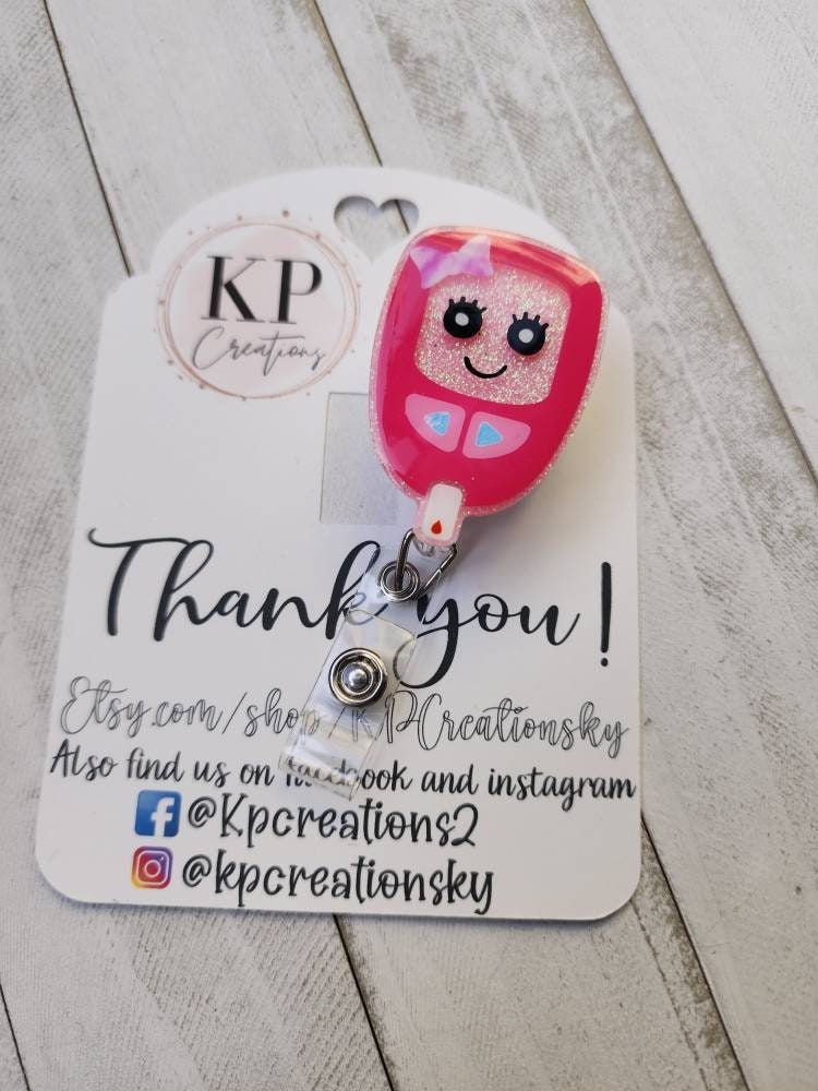Glucose Meter Badge Reel/Glucometer/Cute Badge Reel/Glitter Badge Reel/ID Badge Holder/Nurse/CNA/Diabetes/Endocrinology