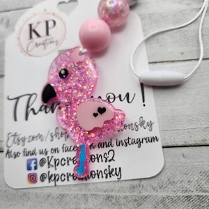 Flamingo Keychain/Pink Flamingo Car Charm/Flamingo Vent Clip/Flamingo Rear view mirror hanger/Sparkly Pink Flamingo