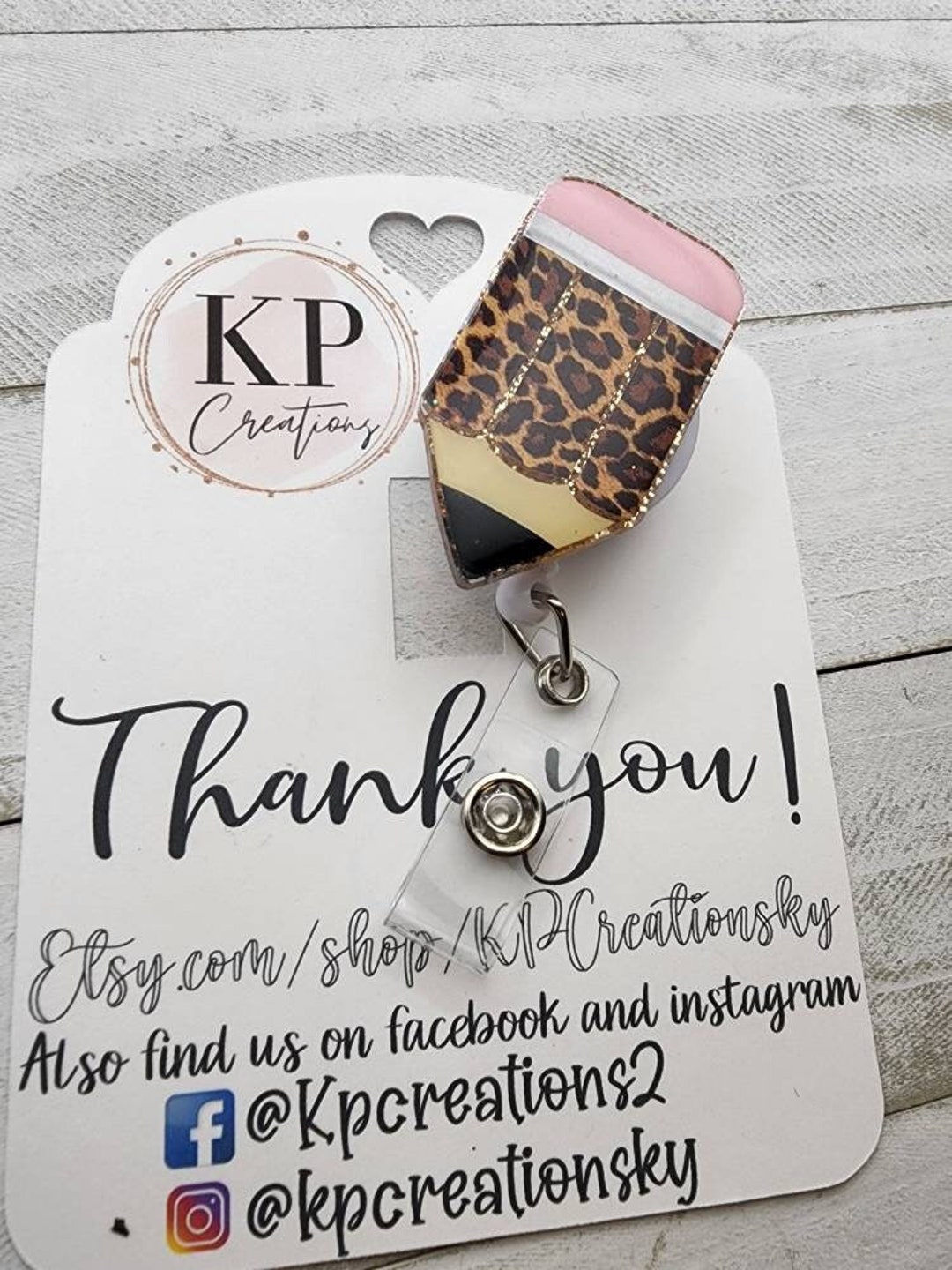 Pencil Badge Reel/leopard Print Badge Reel/teacher Appreciation/school Badge Reel/teacher ID ...