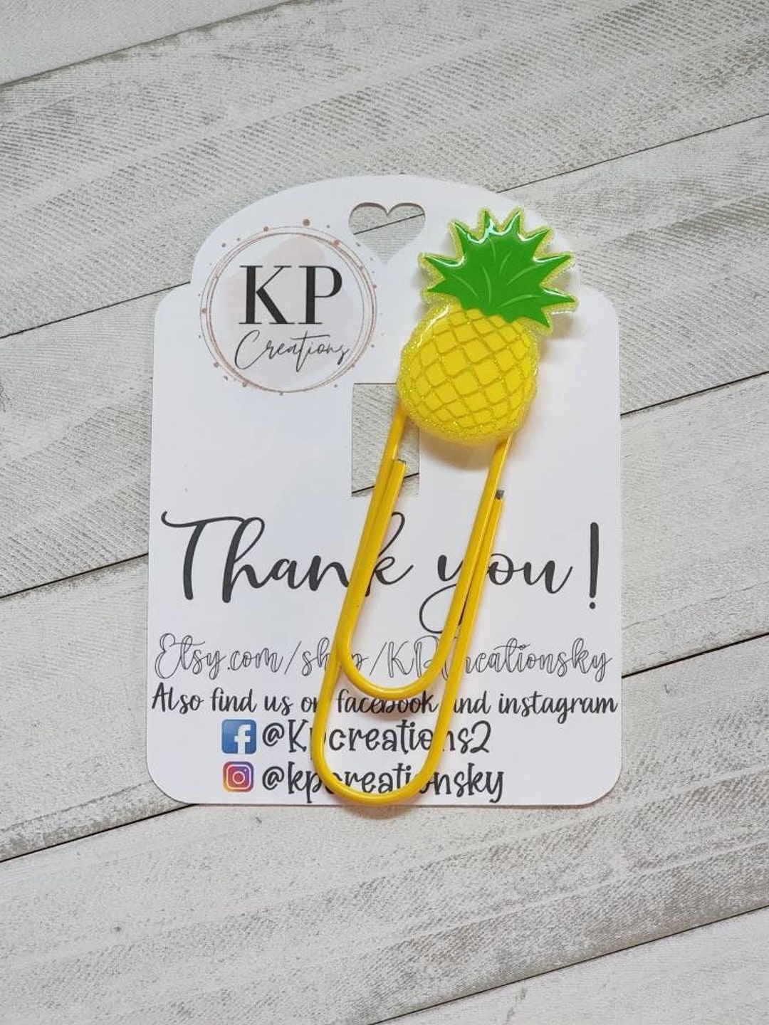 Pineapple Jumbo Paper Clip/pineapple Bookmark/glittered Pineapple Paper Clip Bookmark Etsy