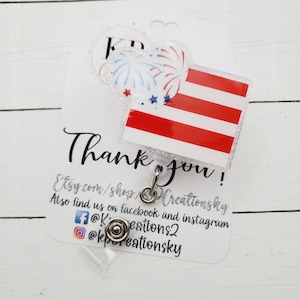 Patriotische Abzeichen Rolle/ 4. Juli Krankenschwester Accessoire / USA Flagge mit Herz / RN Schlüsselkarte / 4. Juli / Rot, Weiß und Blau / Amerikanische Abzeichen Rolle