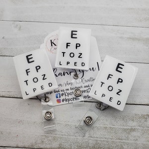 Eye Chart Badge Reel/Eye Badge Reel/Optometrist Badge Reel/Interchangeable Badge Reel/Optometry ID Holder/Nurse Badge Reel