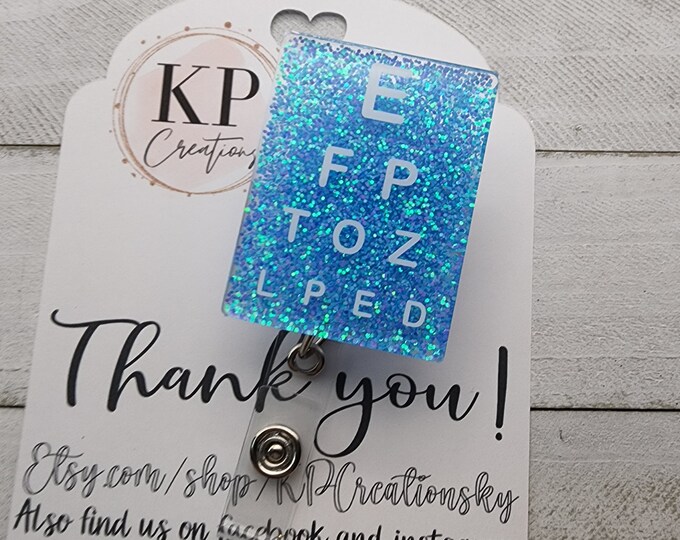 Eye Chart Badge Reel/optometrist Badge Reel/retractable Badge Reel