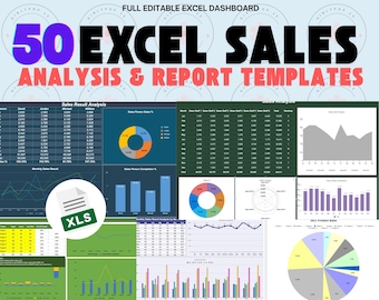 50 Editable Sales Report & Analysis Dashboard Templates in Excel - Fully Customizable (A4 Format)