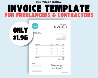 Canva Freelancer Invoice Template - Minimalist | Customizable, Professional, and Easy-to-Use for Instant Download