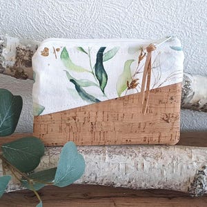 Mini monedero pequeño monedero cartera llavero bolso de yeso ENVÍO INMEDIATO hoja de eucalipto ramas blanco menta verde marrón