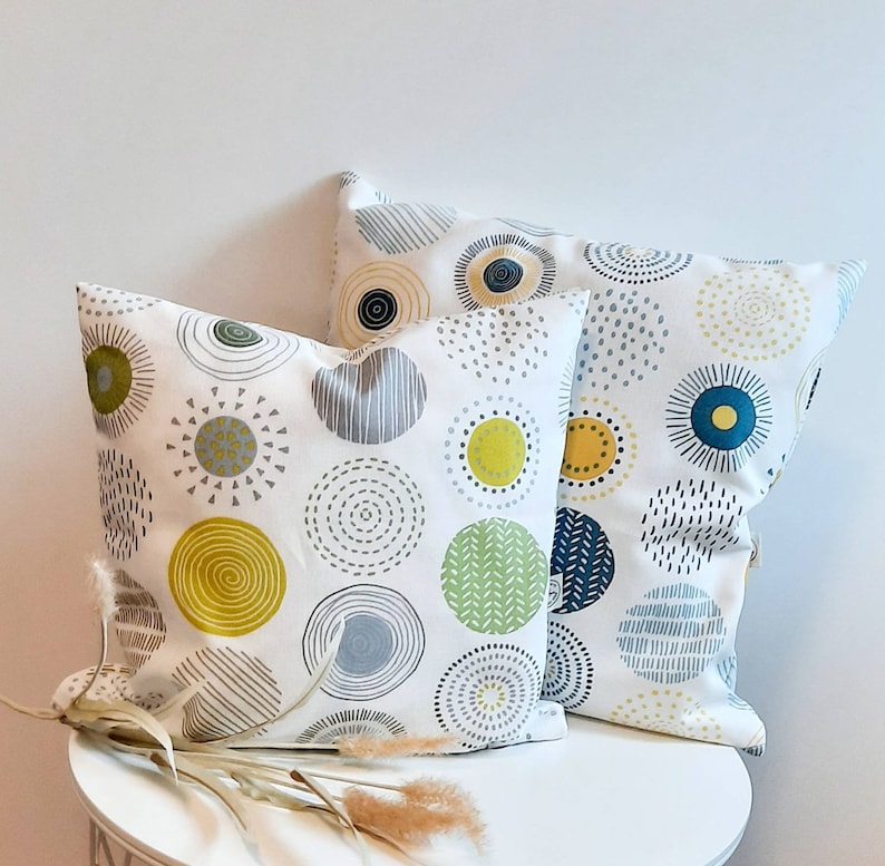 Cushion cover many sizes cushion cover decorative cushion sofa cushion decorative cushion cotton canvas natural white colorful circles spring decoration Easter decoration home decoration image 6